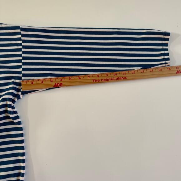 J. Crew Knit Front Pocket Blue White Stripe Shift Dress Size Medium EUC Preppy - Picture 9 of 10